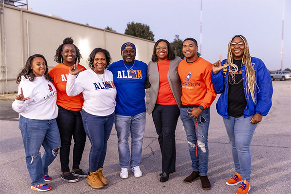 Langston University Interim President Ruth Ray Jackson (third from right) with members of the Langston University community during homecoming event.