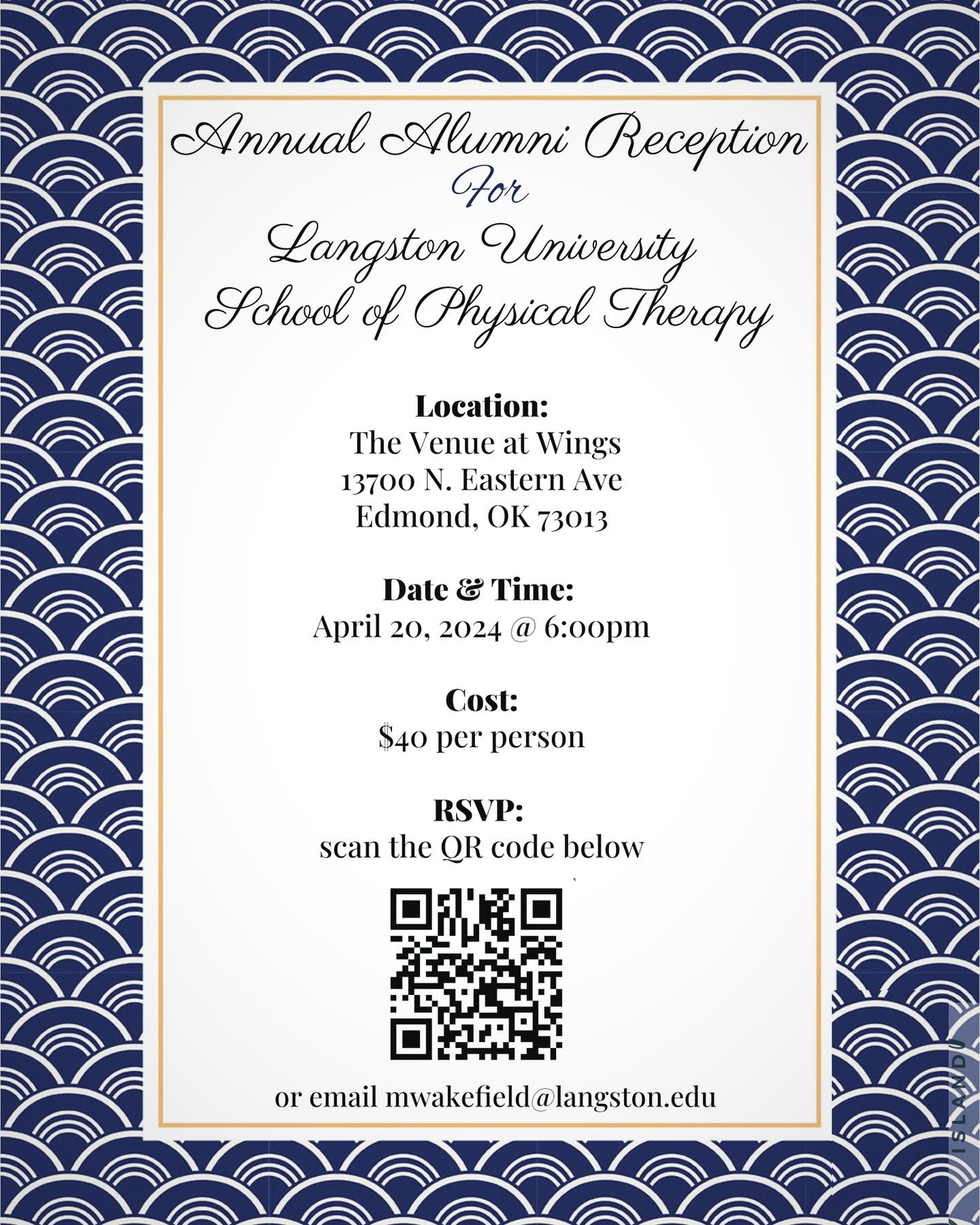 2024 School of Physical Therapy Alumni Reception flyer