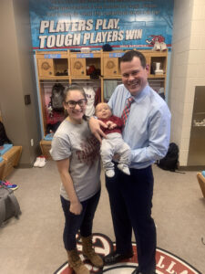 Ally and Chris Wright holding 1-month-old Reece Wright at Talladega College.
