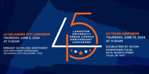 Large "45" with the text Langston University Urban Campus Anniversary Luncheons