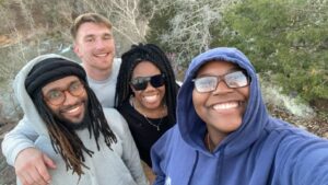 Students Jalani Doolin, Asher Bellavigna, Soli Pannell and Mykah Sellers at Blue Creek.