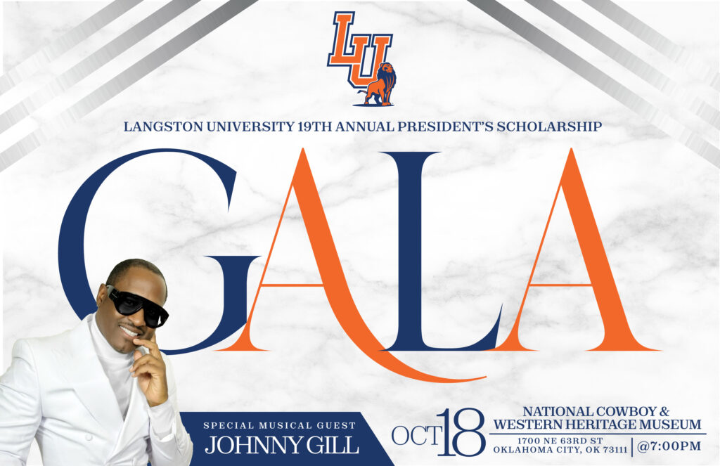 19th Annual President's Scholarship Gala graphic with Johnny Gill in the corner