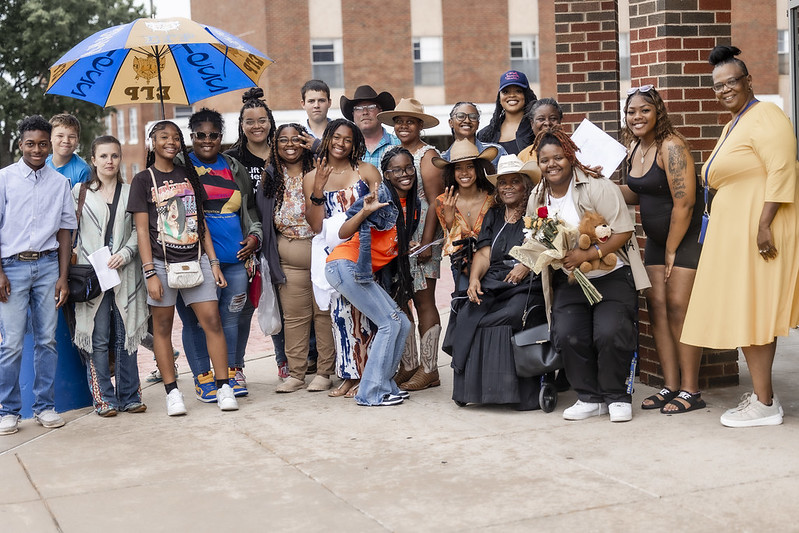 Photo of students outside on campus