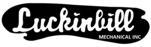 Logo for Luckibill Mechanical. Text is white over a black background.