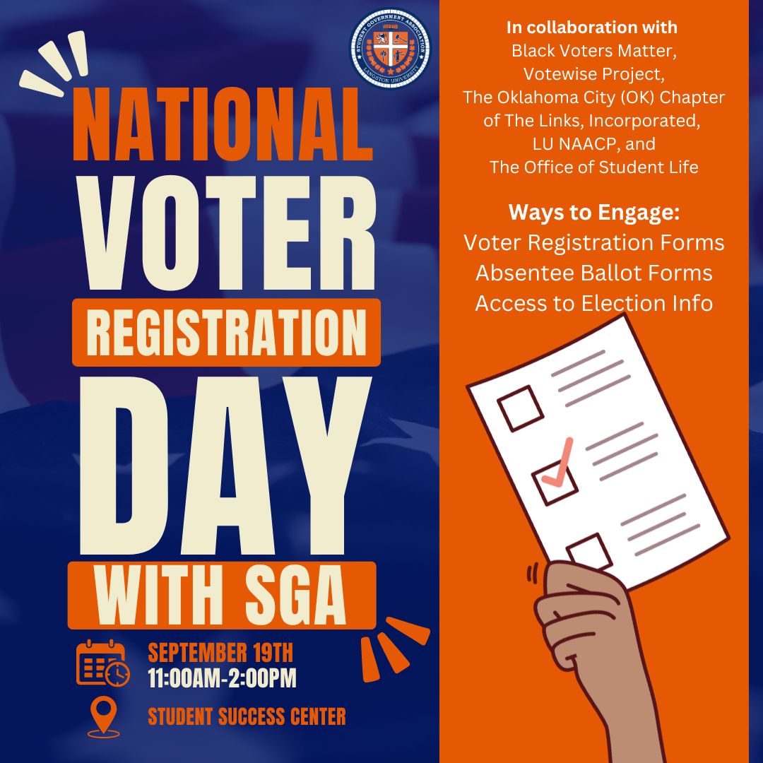 Flyer for LU's National Voter Registration Day on Sep 19, 2024