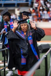 Cerita Barnett walks up to the stage at graduation