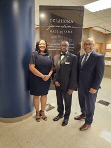 President Ruth Ray Jackson, Dr. Clyde Montgomery, Jr., and Dr. Alonzo Peterson pose for a photo.