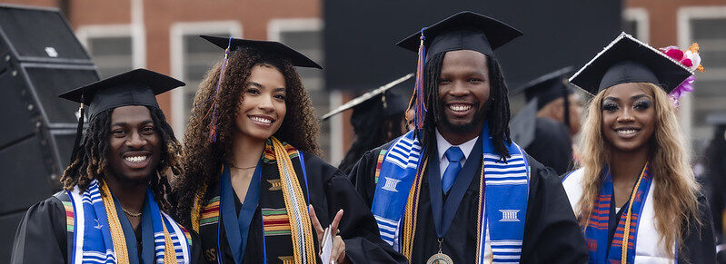 Photo of four Langston University graduates from May 2024.