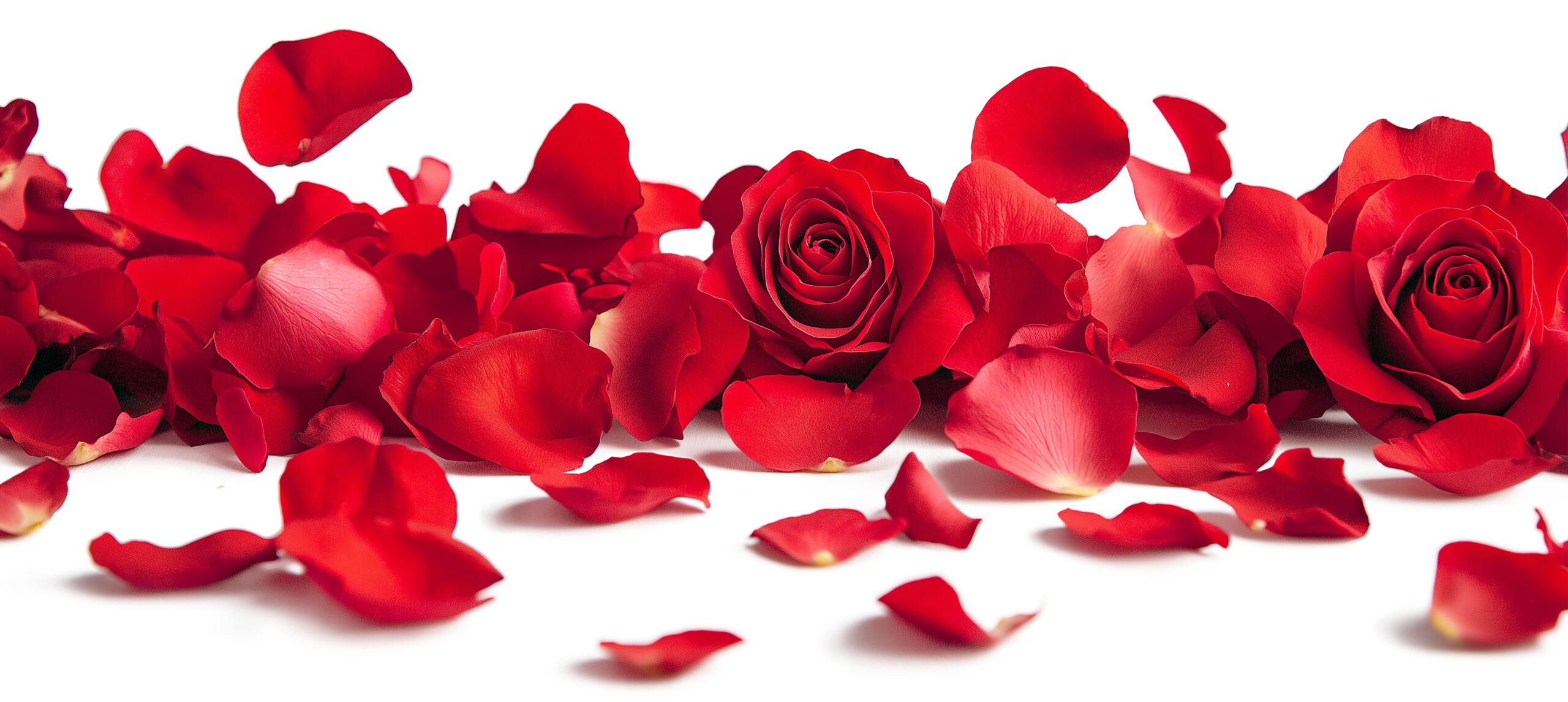 Image of red roses and rose petals