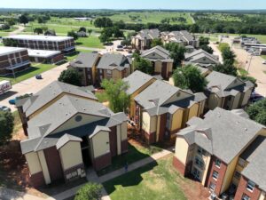 an aerial photo of Centennial Court Apartments