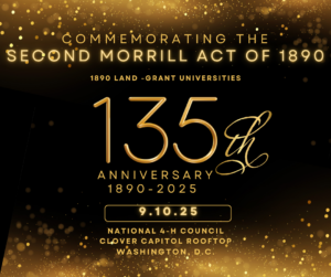 Social Media graphic in Black and Gold glitter for the 135th Anniversary of the Second Morrill Act of 1890