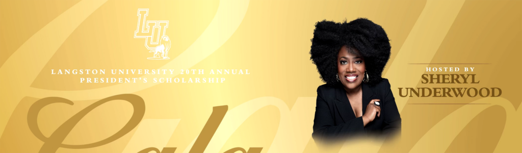 Image of Sheryl Underwood with LU 20th Scholarship Gala gold background