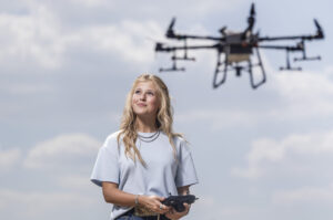 Josie Throckmorton pilots a drone