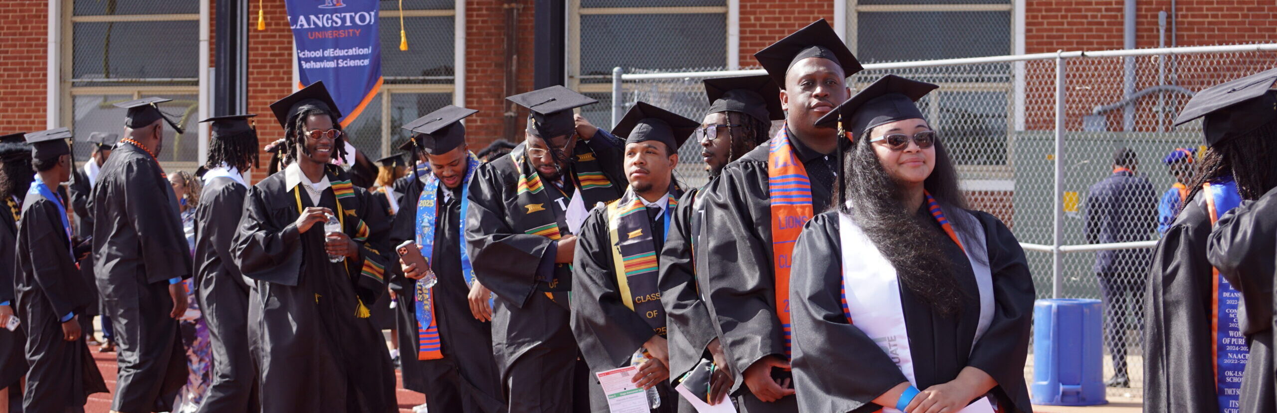 Line of Langston University graduating students.