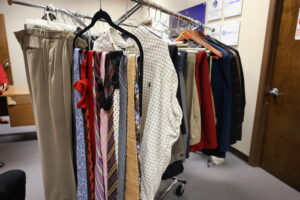 racks of men's business clothes