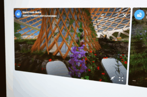 Pollinator Sanctuary virtual reality experience displayed on a TV screen