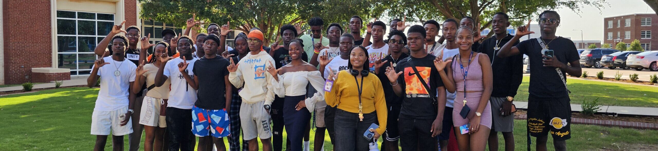 Lion Campers posing with their L's Up