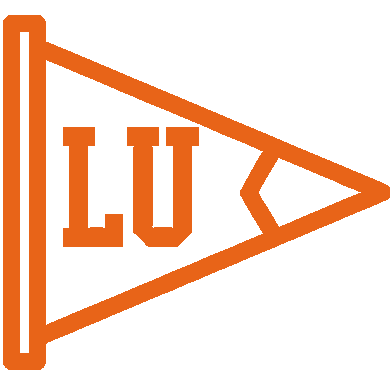 Pennant icon with LU. Icon is outlined in orange.