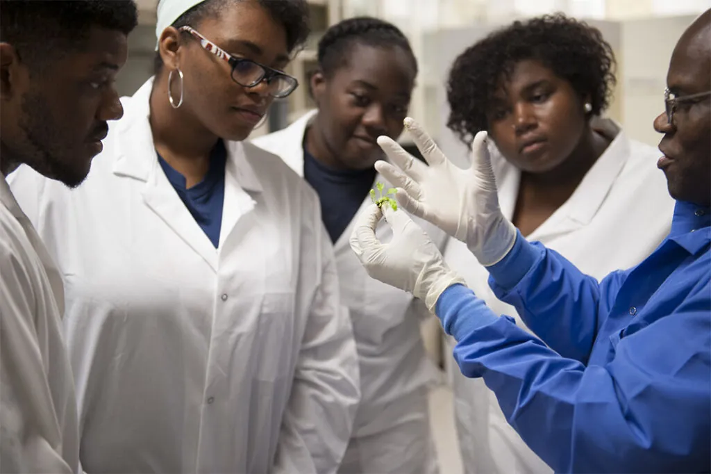A Langston research team discussing a project