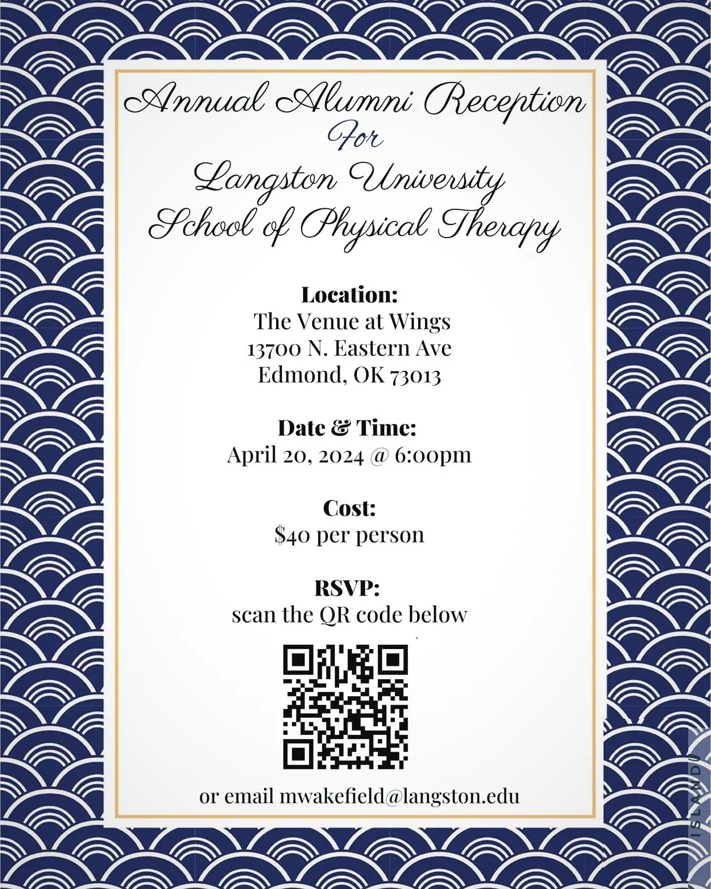 2024 School of Physical Therapy Alumni Reception flyer